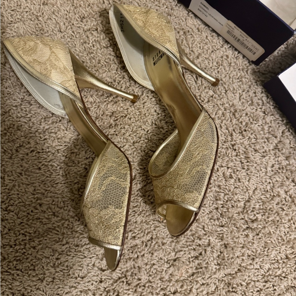 Stuart Weitzman Gold Heels with Shimmery size 8 1/2 preowned